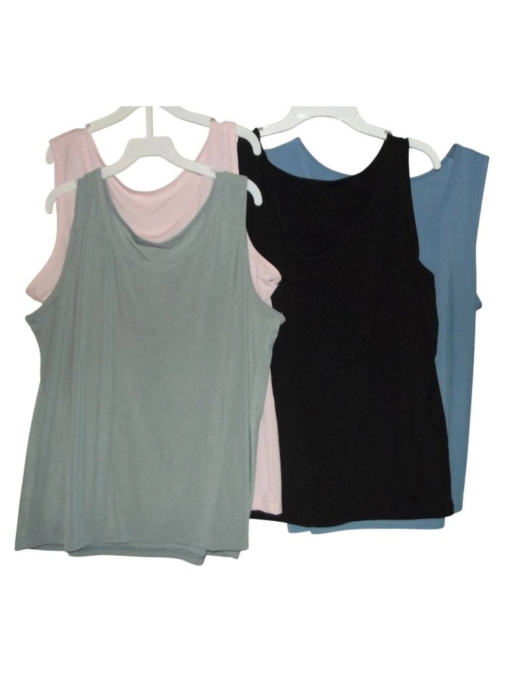 Tank Top Women Size 4XL (Lot of 4) scoop neck ribbed gray pink black blue